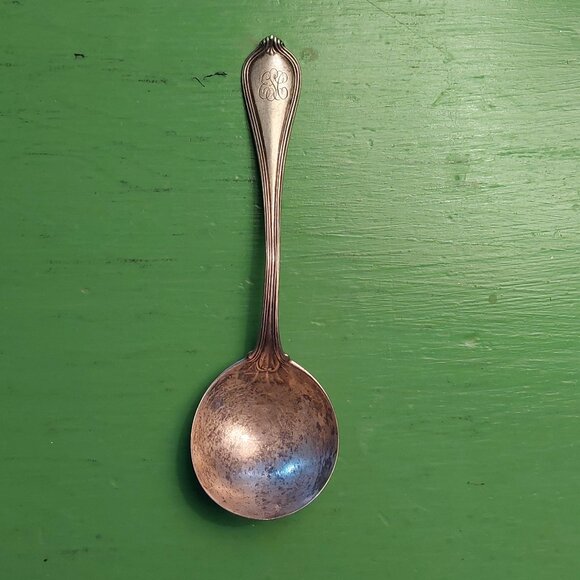 Vintage Sterling Silver Monogrammed soup spoon - Picture 1 of 4